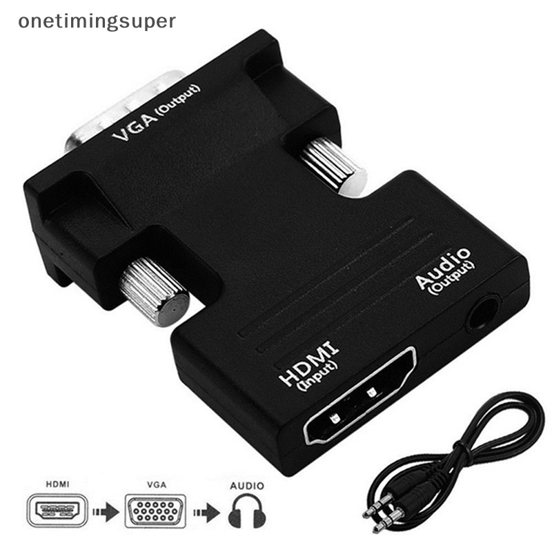 Onetimingsuper ตัวแปลง HDMI หญิงเป ็ น VGA ชายพร ้ อมอะแดปเตอร ์ เสียงรองรับเอาต ์ พุตสัญญาณ 1080P OTP