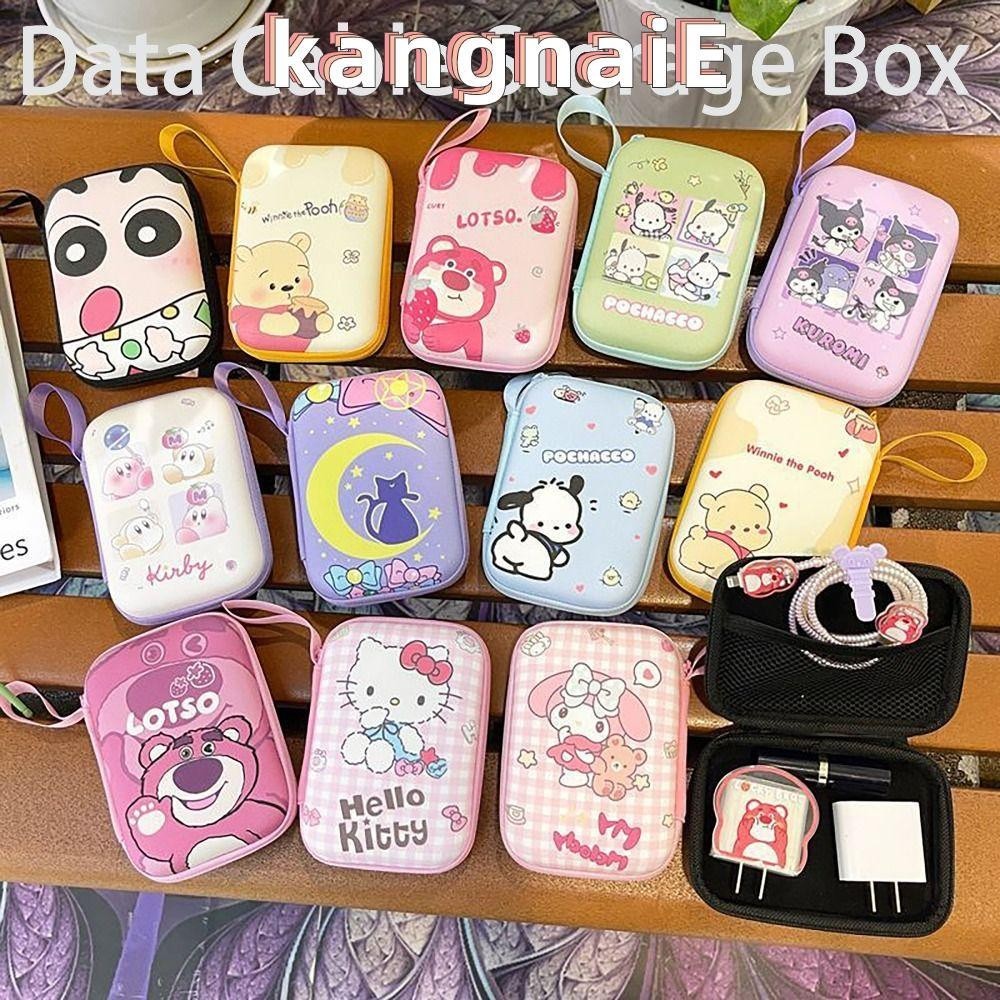 ฝาครอบป้องกันเครื่องชาร์จ KANGNAI, กล่องเก็บสายเคเบิลข้อมูล Kuromi Pachacco Winnie ความจุขนาดใหญ่, มัลติฟังก์ชั่น EVA Udisk ไดรฟ์ Organizer ท่องเที่ยวกลางแจ้ง