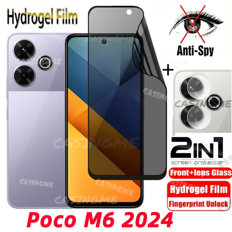 Poco M6 2024 Soft Privacy Hydrogelฟิล์มAnti-Spyคลุมทั้งหมดป้องกันหน้าจอสําหรับPoco M6 4G PocoM6 6M M