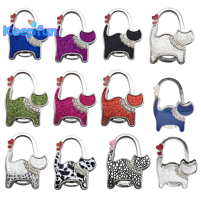 [Keepfun ] New Cat Shape Folding Handbag Hook Holder Purse Hanger Table Edge Hanging Hooks [ ใหม ่ ]