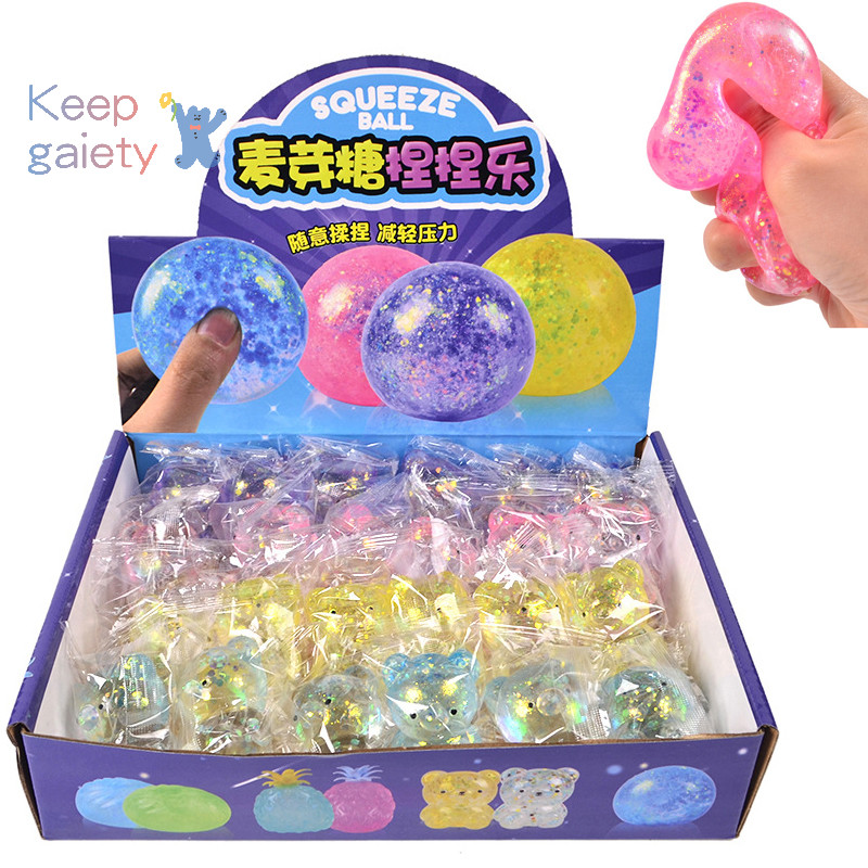 [Keepgaiety] Squishys Glitter Gummy Bear Needoh สัตว์เล็กน่ารัก Anti Stress Fidget Splat Deions Vent Squeeze ของเล่น Fidget Bear Prop [ใหม่]