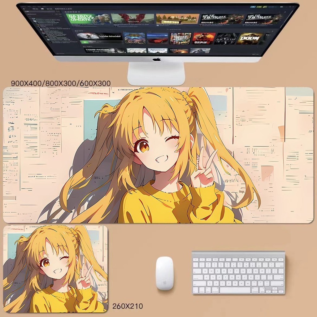Bocchi the rock แผ่นรองเมาส์ขนาดใหญ่อะนิเมะสองมิติสําหรับเล่นเกมแป้นพิมพ์ Pad Desk Pad คอมพิวเตอร์ Pad