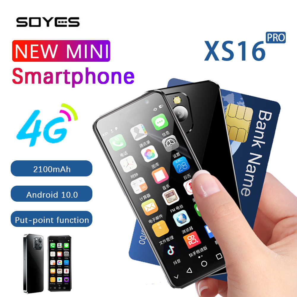 มินิสมาร ์ ทโฟน SOYES XS16 Pro 4 นิ ้ ว Android 10 Octa-Core 4GB RAM 128GB ROM โทรศัพท ์ มือถือ 2100mAh Face ID 4G LTE โทรศัพท ์ ขนาดเล ็ ก