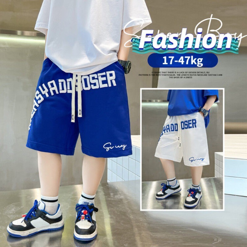 Boy Shorts(17-47kg) Letter Printing Boy Drawstring Shorts Fashion Korean Thin Teen Boy Shorts