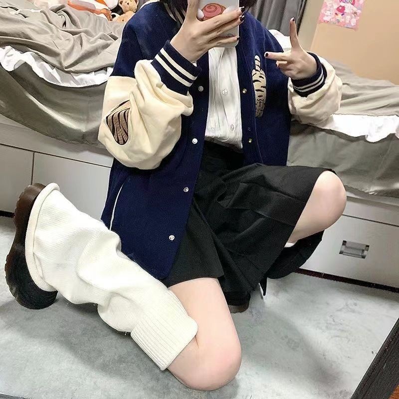 ถุงเท้าถุงเท้าถุงเท้ากองสไตล์ฤ jk Harajuku Millennium Slimmer  y2k นุ่มสาวถักญี่ปุ่นขาปกเอเชียวัฒนธรรม U0K2
