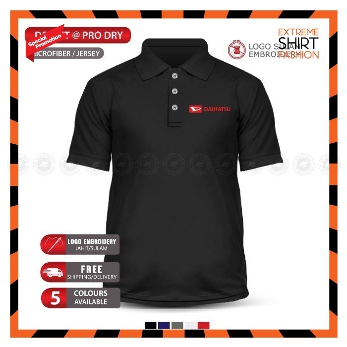 เสื้อโปโลไมโครไฟเบอร์ Daihatsu Gran Max Euro Van Lorry Jimny Rocky Lelaki Men Logo Sulam