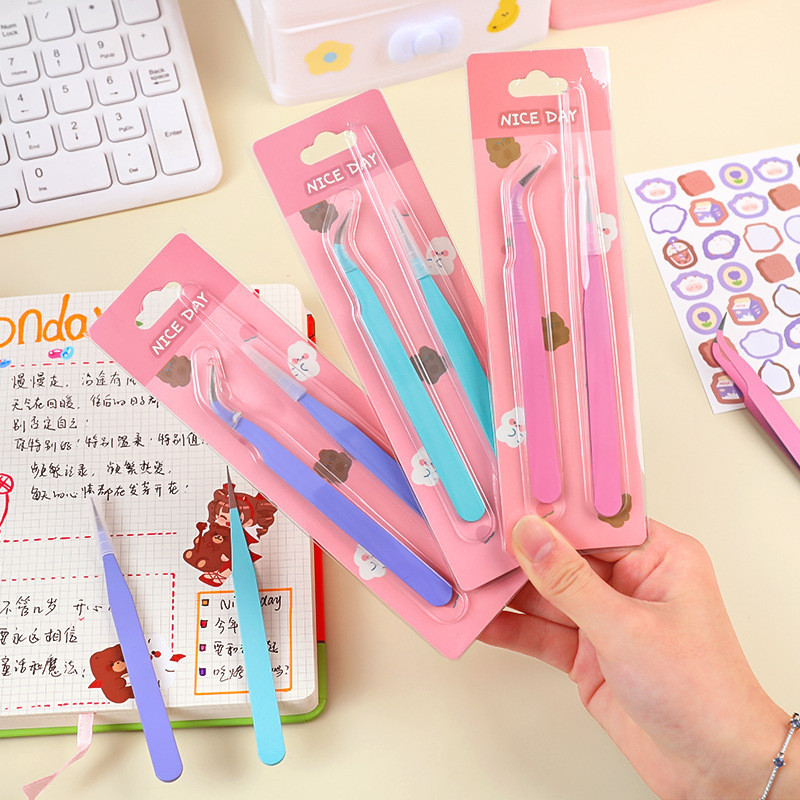2pcs Tweezer สําหรับสติกเกอร์สมุดภาพ, DIY Make Up เครื่องมือข้อศอกตรง Nippers, Tweezer สําหรับ Art และหัตถกรรมคู่มือ Handwork