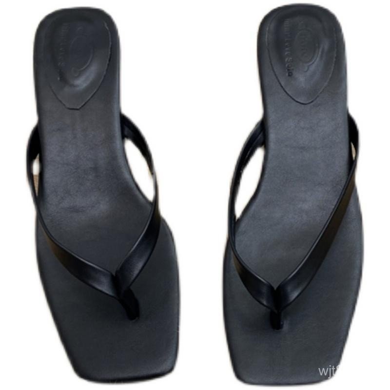 ยุโรปสไตล์อเมริกัน Flip-Flops รองเท้าแตะแฟชั่นผู้หญิงสวมใส่ด้านนอก 2024 ฤดูร้อนสไตล์ใหม่ Stiletto Niche สไตล์รองเท้าส้นสูง Flip-Flops ผู้หญิง