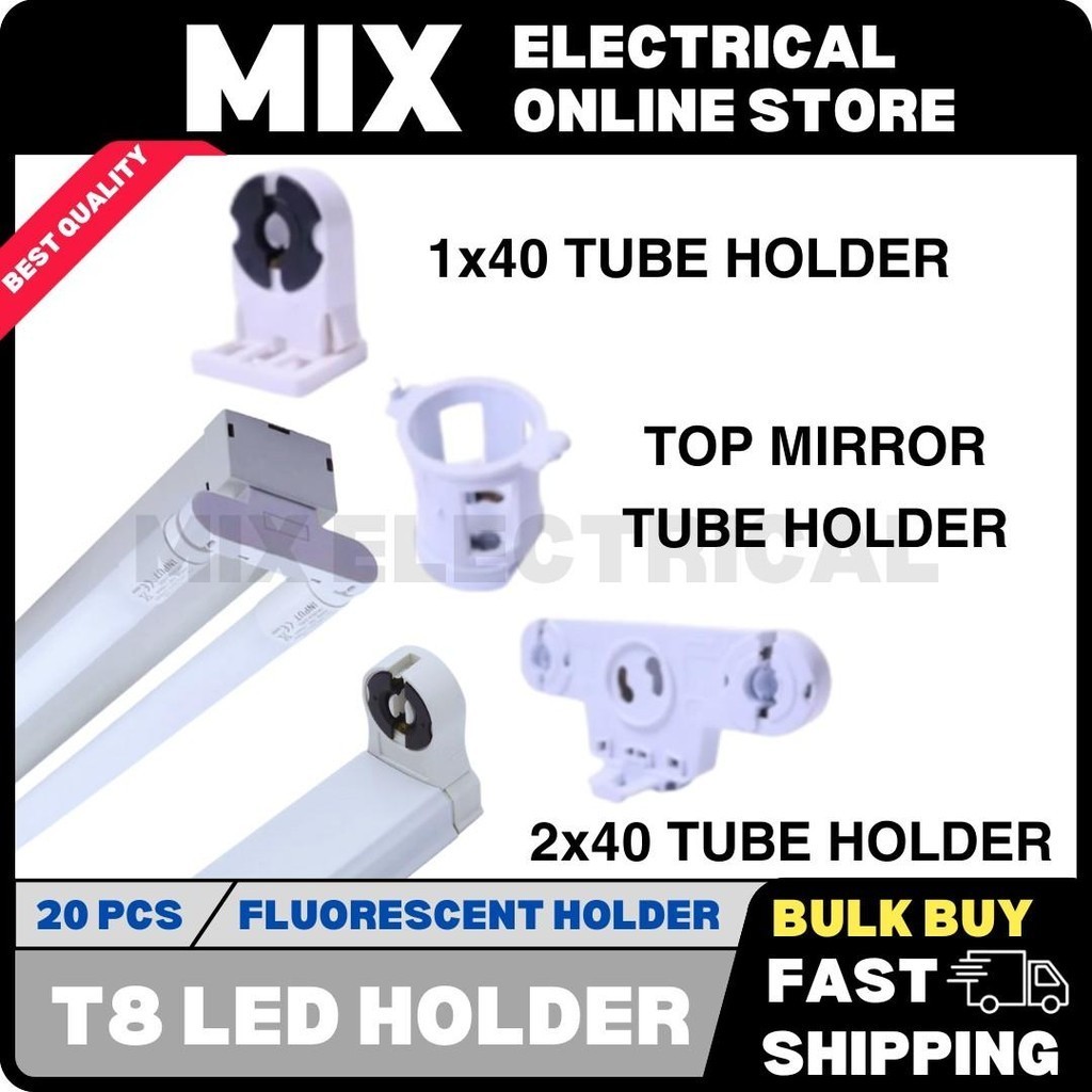 BULK BUY 10PAIR / 20PAIRLed Tube Holder / T8 Tube Holder / Top Mirror Tube Holder / Double Led Fitti