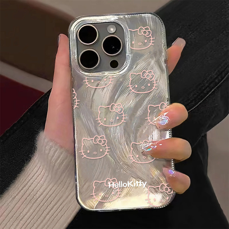 การ์ตูน HelloKitty Gradient สีชมพูสําหรับ IPhone 15 Promax เคสโทรศัพท์ Apple 14Pro ใหม่ 11 น่ารัก 13Pro ซิลิโคน 12 อินเทอร์เน็ตคนดังสาว Xsmax Creative 7 8p รวมทุกอย่าง Xr/x