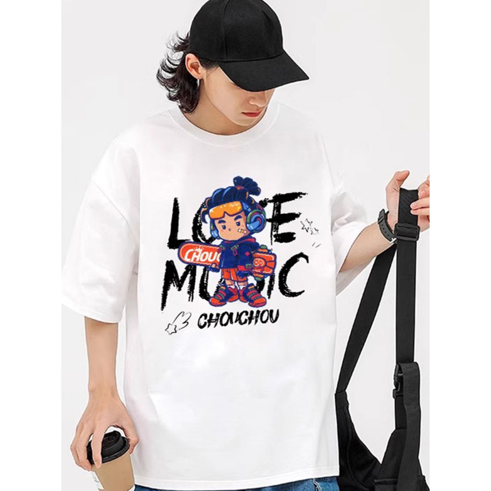 Jay Chou เสื้อยืดแบรนด์อินเทรนด์ Jay Chou การ์ตูนสเก็ตบอร์ดแขนสั้นสัปดาห์งานรื่นเริงคอนเสิร์ตเสื้อผ้