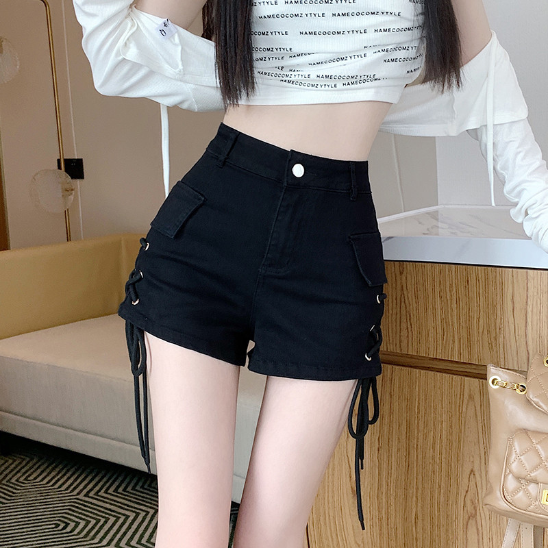 Lovito กางเกงขาสั้นผู้หญิง ผูกด้านหน้า สีพื้น สไตล์ลำลอง LNA57020
