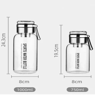 Mossmema ขวดน้ําแก้ว, Leakproof ถ้วยแก้วใส, Drinkware พร้อมที่จับพร้อมฝาปิด 750ml/1000ml ความจุขนาดใหญ่ถ้วยน้ําผลไม้นม แบบพกพา ขนาดใหญ่ จุของได้เยอะ คุณภาพสูง สําหรับกลางแจ้ง Home Office