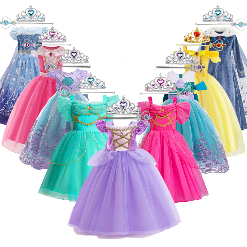 Nnjxd สาวชุดเจ้าหญิง2024สาวเงือกคอสเพลย์เจ้าหญิงเอลซาเครื่องแต่งกายเด็กงานเลี้ยง