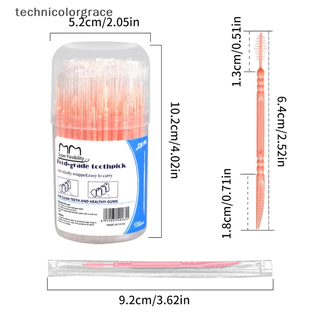 Technicolorgrace Double-Ended ปลากระดูกรูปไหมขัดฟันทิ้งไม้จิ้มฟันพลาสติกไหมขัดฟัน Interdental แปรงทําความสะอาดช่องปากเครื่องมือดูแล TCE