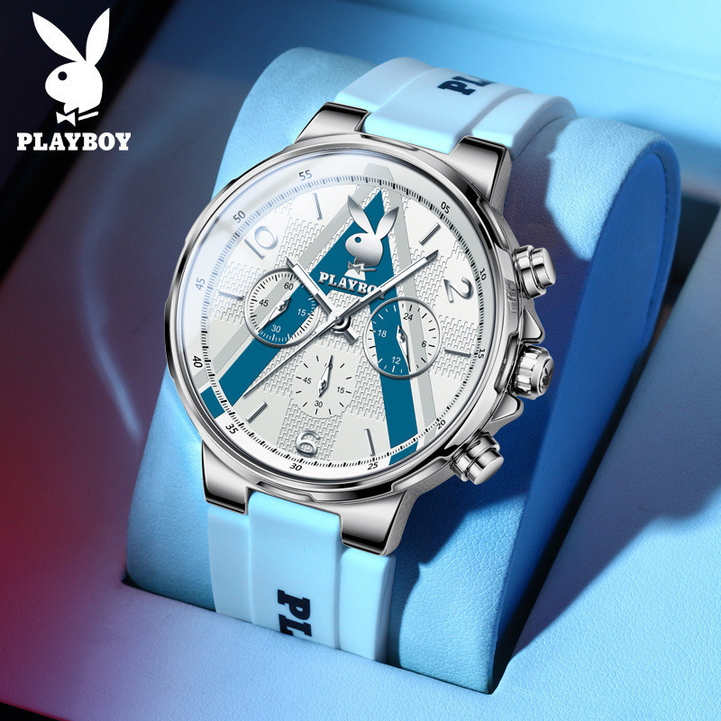 Playboy 3046 นาฬิกาแบรนด์แนวโน้มแฟชั่นหนุ่มส่องสว่างกีฬาโครโนกราฟนาฬิกาผู้ชายผู้ชาย