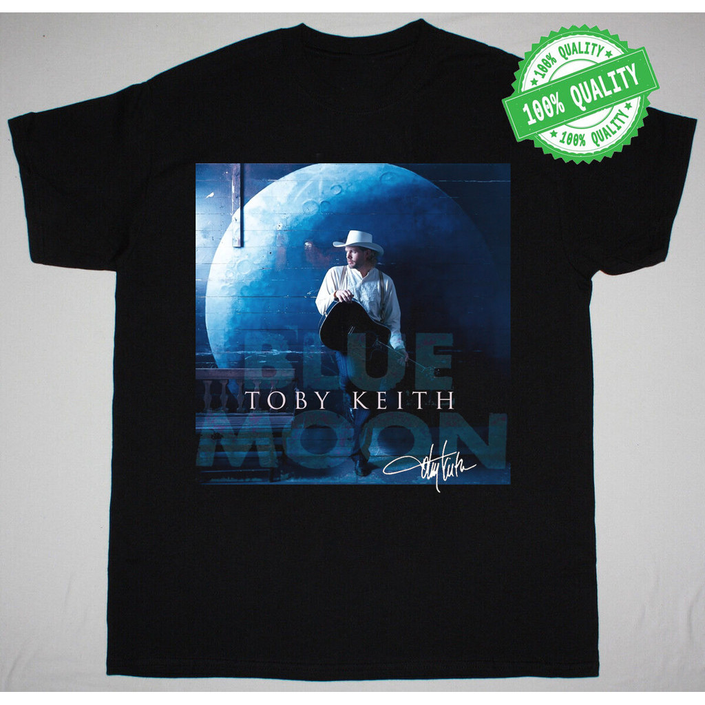 ใหม่ Toby Keith Blue Moon เสื้อลายเซ็นเสื้อยืดสีดํา
