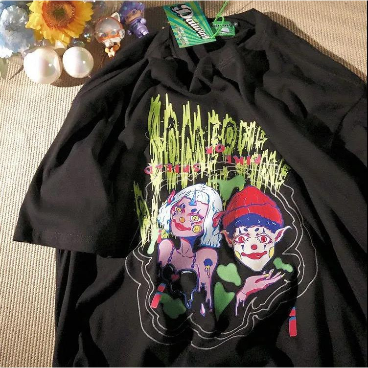 [พร้อมส่ง]813เสื้อยืดผู้ชาย ขนาดใหญ่พิเศษ สไตล์   สไตล์ฮิปฮอ รัดรูป การ์ตูน ใส่สบายๆ y2k S-5XL