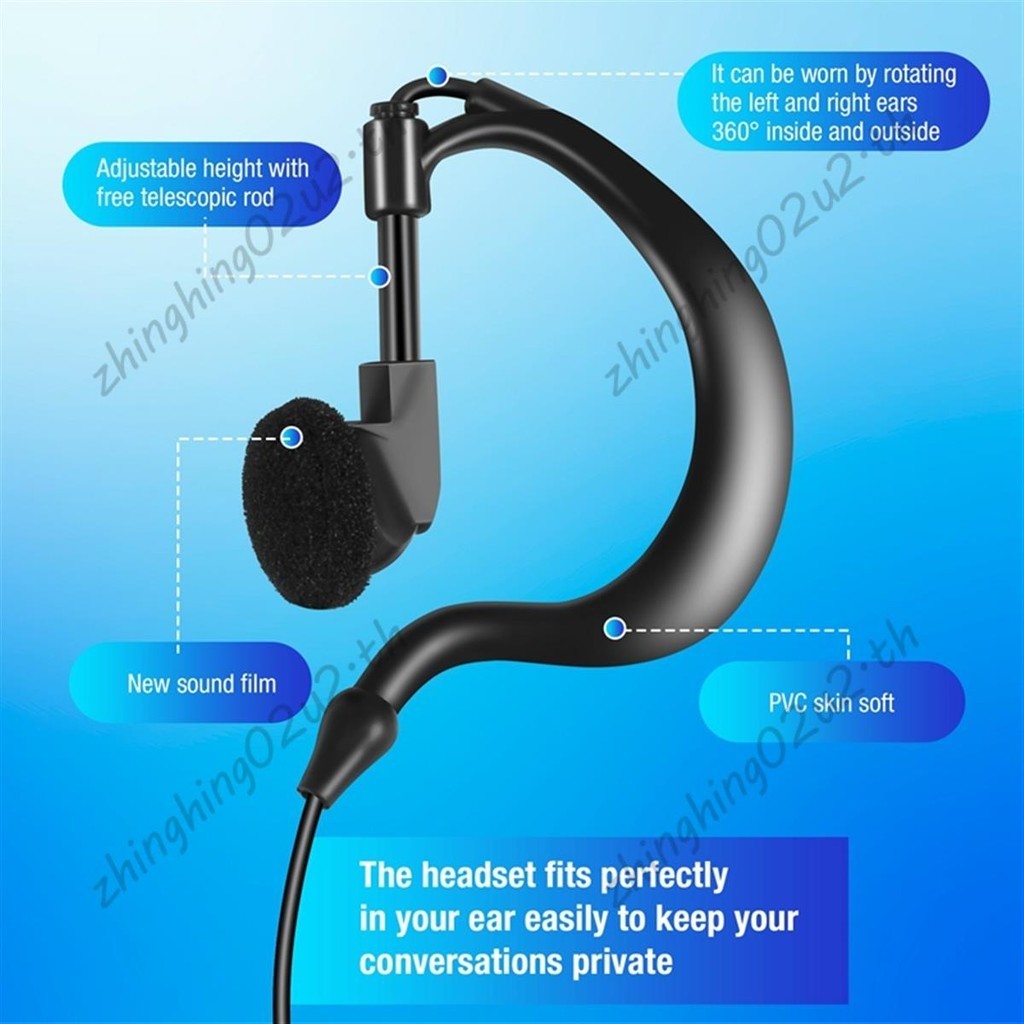 ชุดหูฟังหูฟังวิทยุสองทางพร้อม PTT Miniphone 2-Pin Walkie Talkies CLS1110 CP200 CP185 GP88-Soft Comfort Fit สําหรับสวมใส่ยาว & Crystal Clear