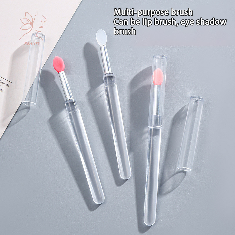 [maybeauty] แปรงลิปซิลิโคนแบบพกพา 1 ชิ้นพร้อมฝาครอบ Soft al Lip Balm Applicator Lip Lipgloss แปรงแต่งหน้า {TH}