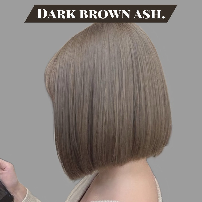 🤎Dark brown Ash. น้ำตาลเทาผงถ่าน (พื้นผมระดับ6)
