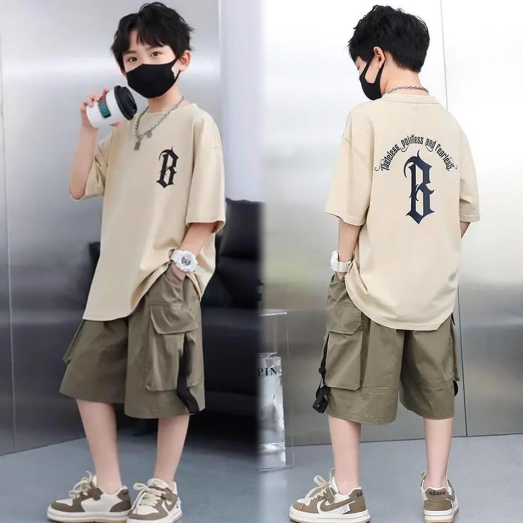 ชุดเด็กผู้ชาย ชุดเด็กโตชาย เซ็ท2ชิ้น เสื้อ+กางเกง เสื้อผ้าเด็กผู้ชาย ผ้าใส่สบาย สำหรับเด็กโตชายML-92