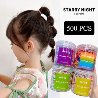 500 ชิ้น/เซ็ต (พร้อมกล่อง) เชือกผูกผมแบบใช้แล้วทิ้งสําหรับเด็กแฟชั่นเกาหลีสีลูกกวาดยืดหยุ่นสูงเด็กสาวยางรัดเครื่องประดับผม