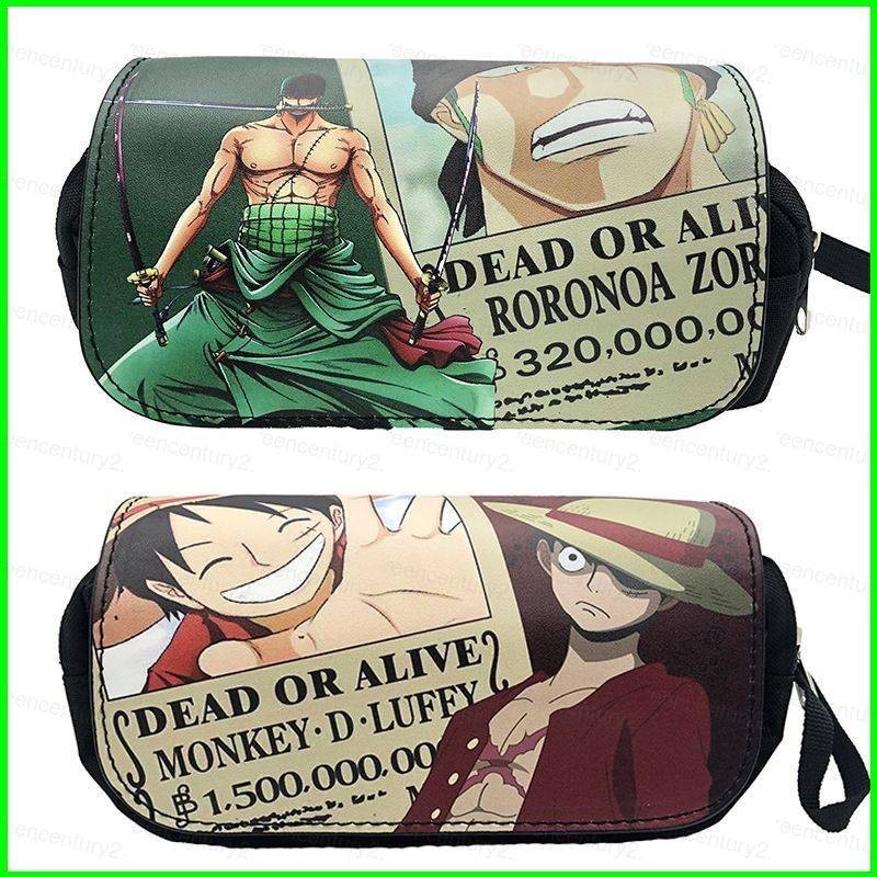 Gy One Piece Naruto กล่องดินสอ Luffy Zoro Chopper เครื่องเขียนความจุขนาดใหญ่นักเรียนกันน้ําซิป 2 ชั้นผ้าใบกระเป๋า