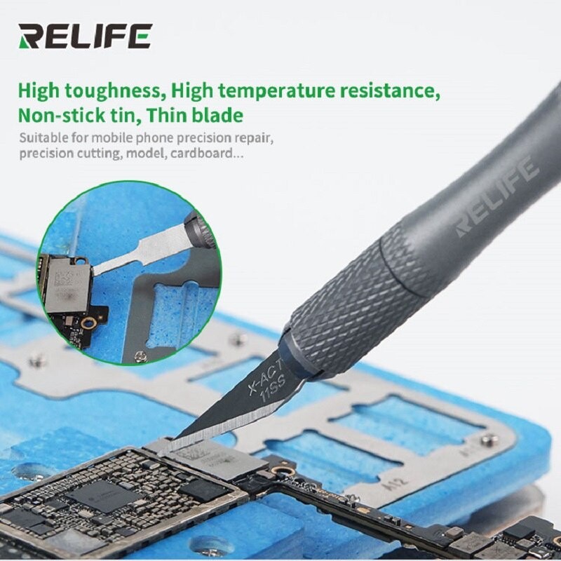 Relife RL-101B 8 in 1 ชุดมีดใบมีดสําหรับซ่อม Moblie โทรศัพท์เครื่องมือบํารุงรักษาชุดสําหรับ BGA ลบกาวขอบใบมีดบาง
