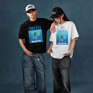 เสื้อยืดผู้ชายเท่ๆ คอกลมแขนสั้น สกรีนลายวงNIRVANA เสื้อยืดสตรีทแฟชั่นวินเทจ oversize เสื้อวงวินเทจ โอเวอร์ไซส์คนอ้วน