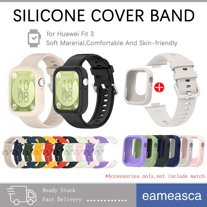 ซิลิโคนอ่อนนุ่มสายคล้องคอ for Smartwatch Huawei Watch Fit 4/4Pro อุปกรณ์ป้องกันหน้าจอยางรัดสำหรับกีฬา for Huawei Fit 3