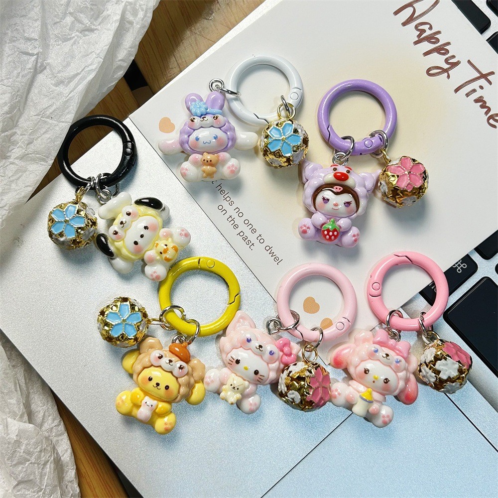 SANRIO ใหม่ ซานริโอ คุโรมิ ทํานอง พวงกุญแจการ์ตูนนักเรียนกระเป๋าเป้สะพายหลังน่ารักจี้สาวกระเป๋าอุปกรณ์เสริมแฟนของขวัญ