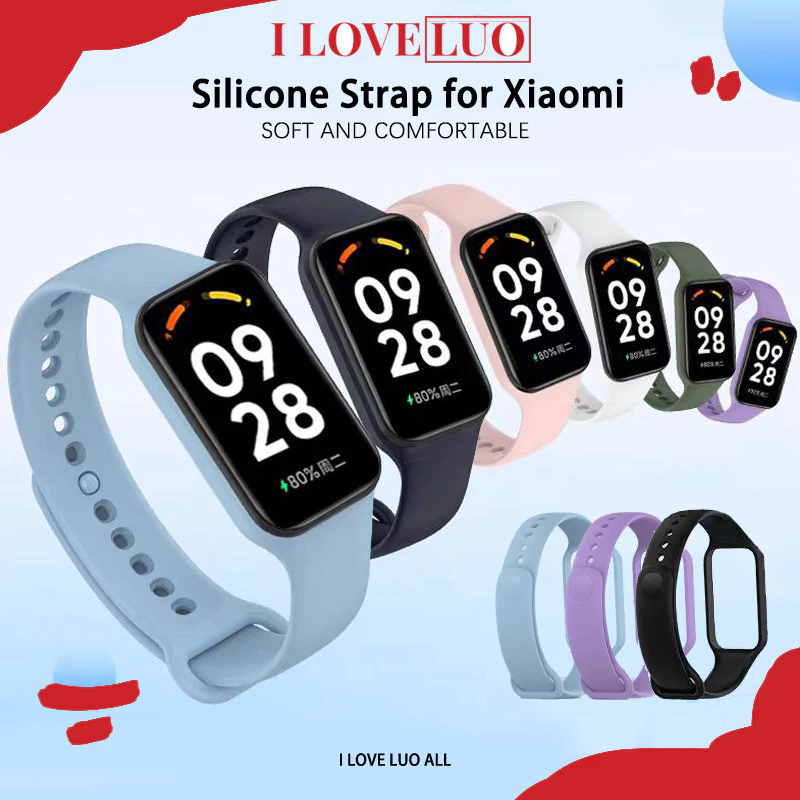 ยางนาฬิกาข้อมือ for Xiaomi Smart Band 8 Active วงปกป้องหน้าจออุปกรณ์เสริมนาฬิกาสมาร์ท for Redmi Band 2