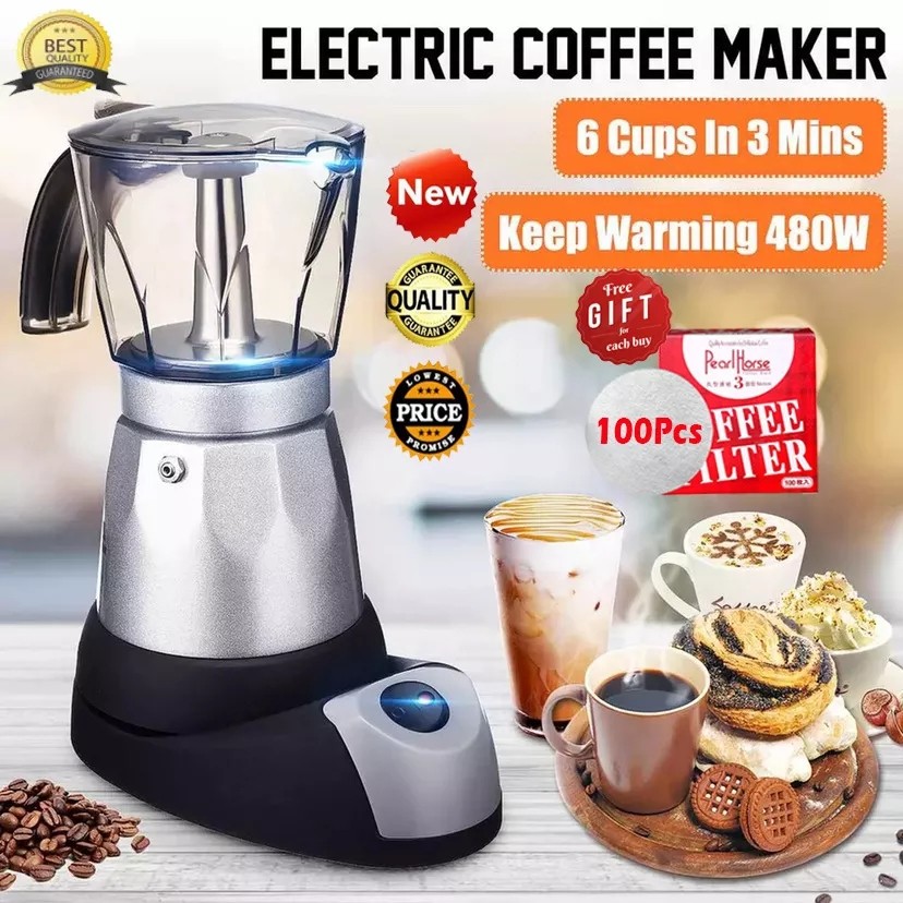 ถูกที่สุด 480W 220V Italian Espresso Mocha Coffee Machine Percolator Electric Mocha Pot