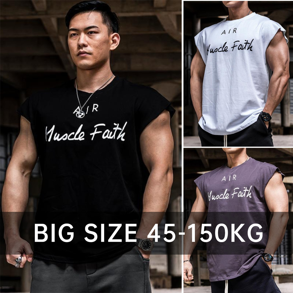 < ขนาดใหญ่ > เสื้อยืดแขนกุดบาสเก็ตบอลด้านบนสําหรับผู้ชายพิมพ์ตัวอักษรหลวมแขนสั้น