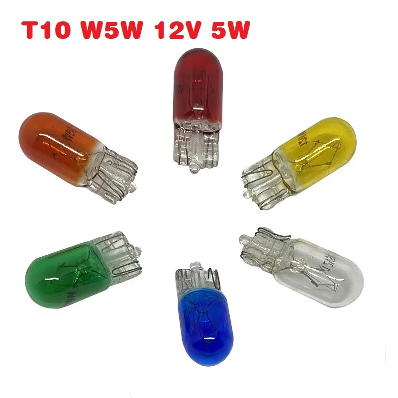 10 ชิ้นสีขาว T10 W5W 501 194 ชัดเจนสัญญาณโคมไฟแก้ว 12V 5W สีขาวอบอุ่นสีแดง BlueSingle Filament รถหลอดไฟอัตโนมัติ - รูปที่ 4