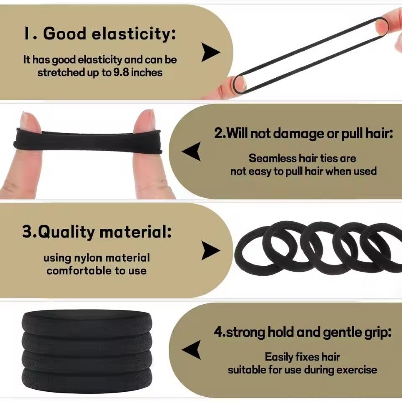 10/30/50ชิ้นสีดํายางรัดผมยืดหยุ่นสูง/เชือกผมอเนกประสงค์เกาหลีที่เรียบง่าย/ผ้าฝ้ายไม่มีรอยต่อผู้ถือผมหางม้า - รูปที่ 7