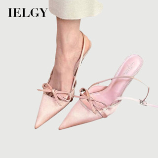 IELGY หวานอ่อนโยนเงินชี้นิ้วเท้าโบว์รองเท้าแตะผู้หญิงฤดูร้อน…