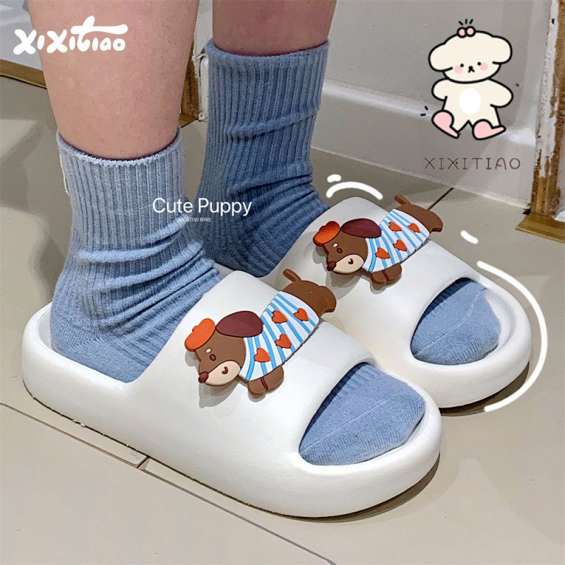Xitiao Dachshund บ้านน่ารักสบายที่ไม่ซ้ํากัน eva Soft Sole รองเท้าแตะห้องน้ําผู้ชายผู้หญิง