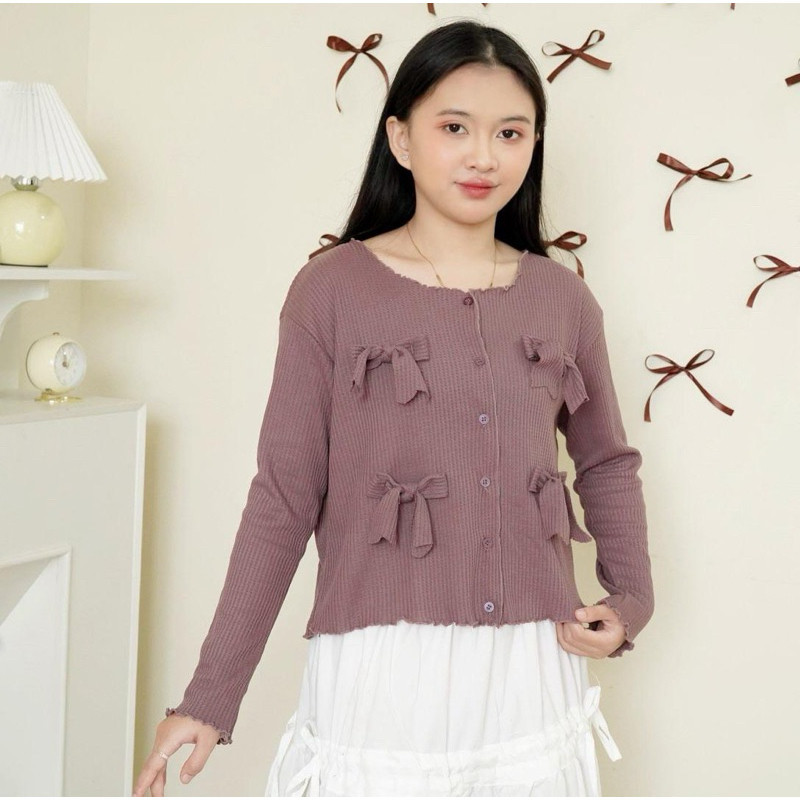 ZETERINDO - ZFS WOMENS CARDI RAZETA / SOFTGIRL CARDI PITA / Outer Model Current Ribbon Combine Korea