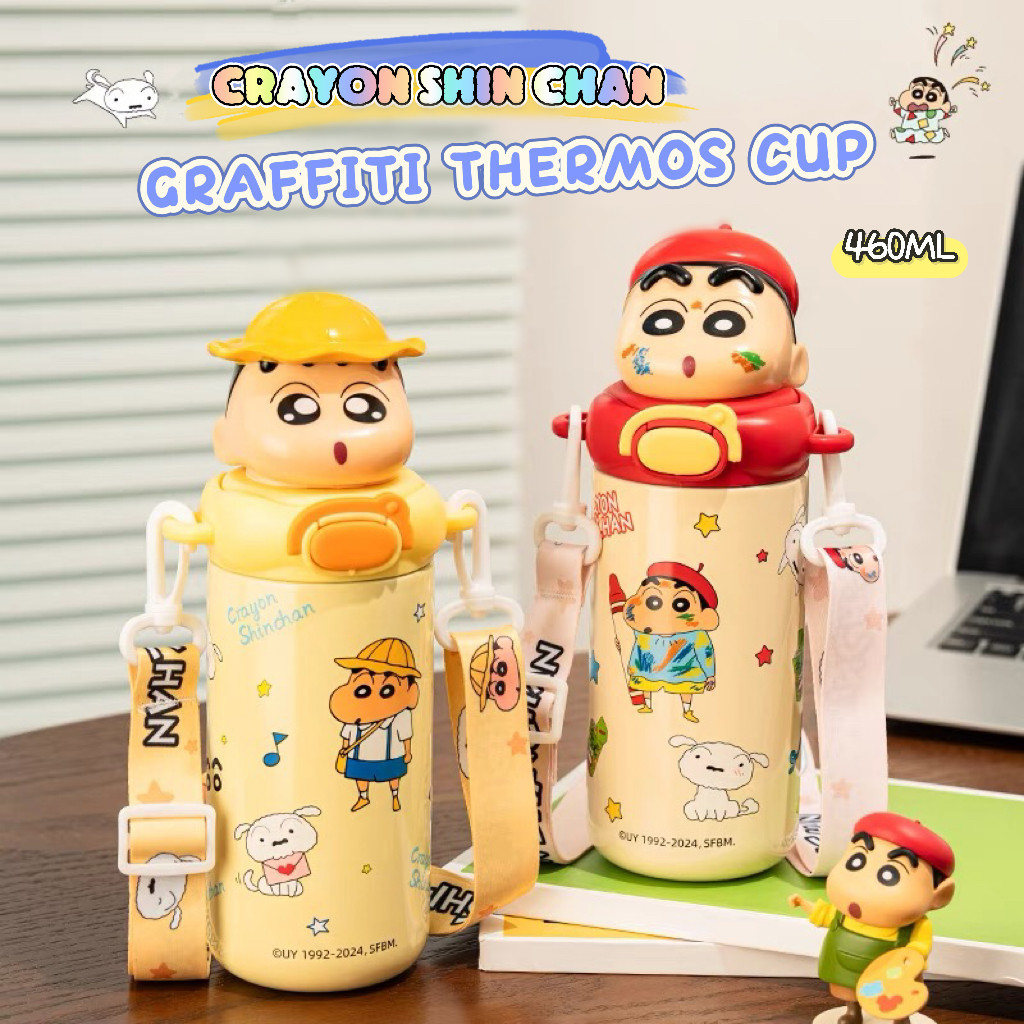 crayon shin chan สแตนเลส 304 ขวดน้ําเด็กแก้วน่ารัก ชินจัง ของขวัญ 52toys