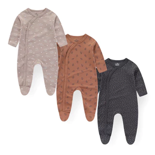 Kiddiezoom 3 ชิ้นฤดูใบไม้ร่วงฤดูหนาว Unisex แขนยาวเด็กทารกเด็กผู้หญิง Rompers ผ้าฝ้าย 100% เสื้อผ้าทารกแรกเกิด