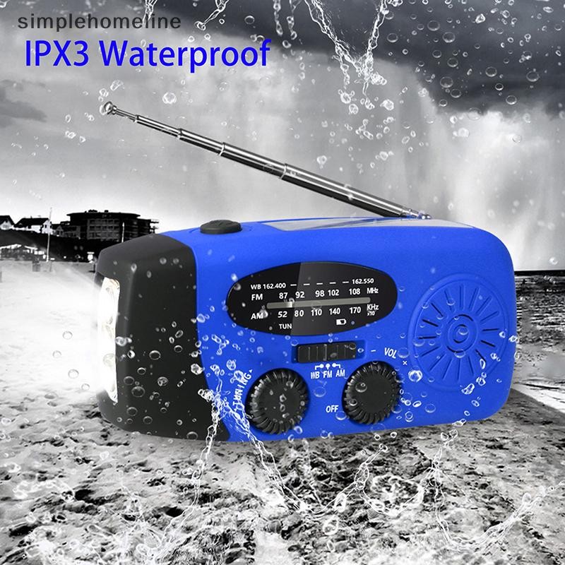 [simplehomeline] วิทยุมือหมุนฉุกเฉินพร้อมไฟฉาย LED สําหรับวิทยุสภาพอากาศแบบพกพาฉุกเฉินสําหรับตั้งแคมป์กลางแจ้งวิทยุฉุกเฉินหุ้นใหม่