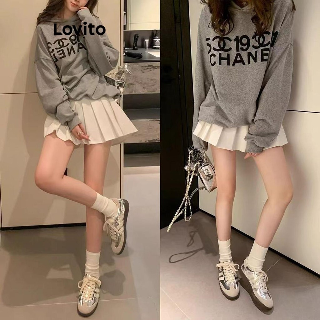Lovito รองเท้าผ้าใบเย็บลูกไม้ธรรมดาสำหรับผู้หญิง LFA43680