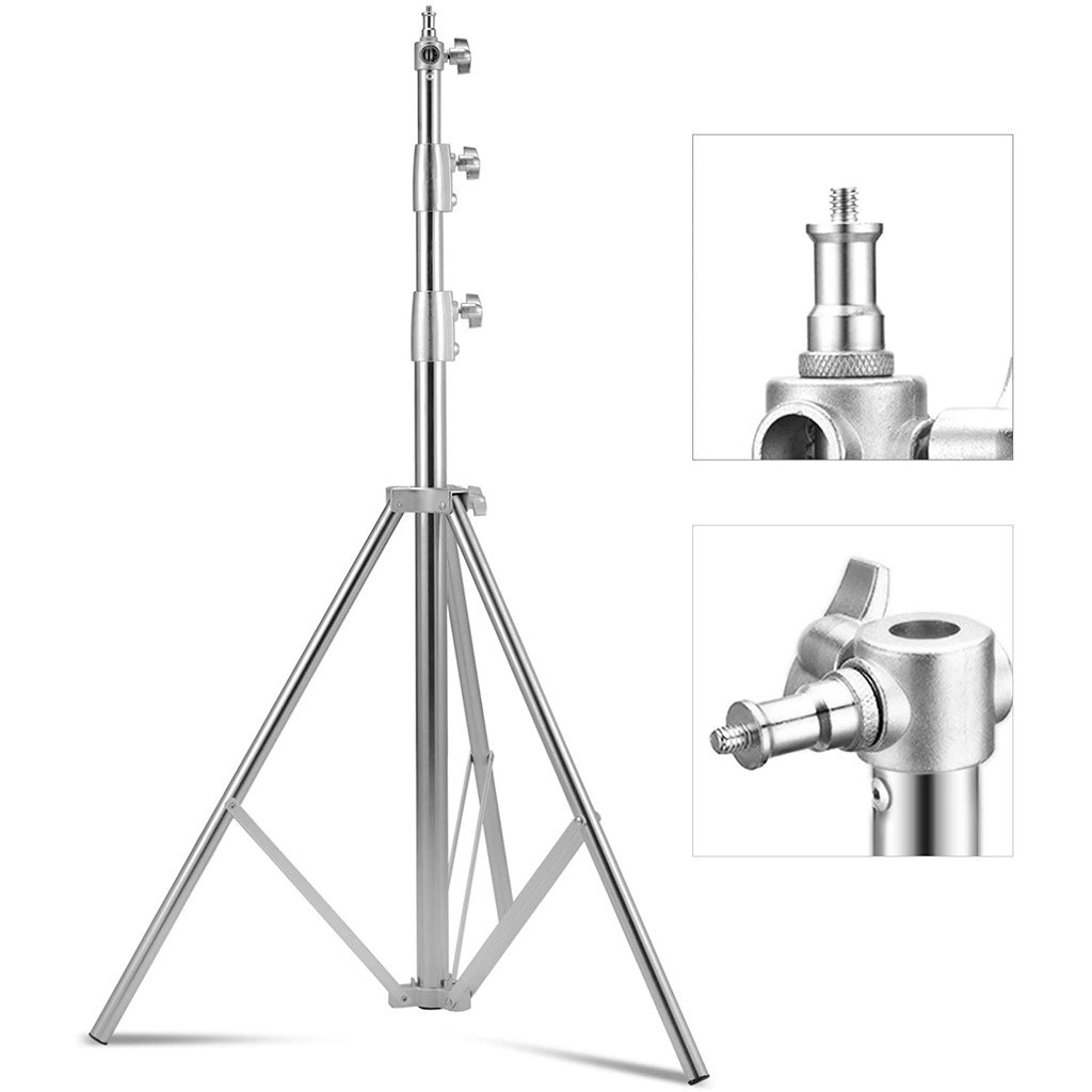 ขาตั้งไฟสแตนเลส 2.8เมตร Stainless Steel Light Stand สำหรับงานหนักสำหรับ Studio SoftBox MonoLight และอุปกรณ์ถ่ายภาพอื่น ๆ