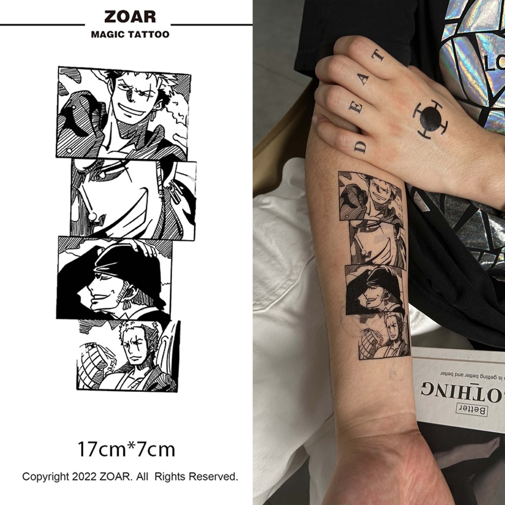 ZOAR-197 แทททูกันน้ำวันพีซ สติ๊กเกอร์รอยสักสมุนไพร ลูฟี่ กันน้ำ กันรอย ยาวนาน กึ่งถาวร แสดงสี