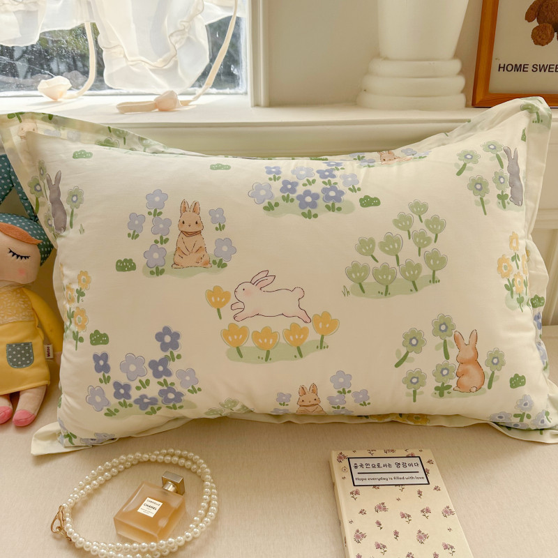 การ์ตูนน่ารักผ้าฝ้าย 100% 1000Tปลอกหมอนคุณภาพสูงผ้าฝ้ายพรีเมี่ยม Super Soft Pillowcase ปลอกหมอนดอกไม้ขอบกว้าง – โปรปัง