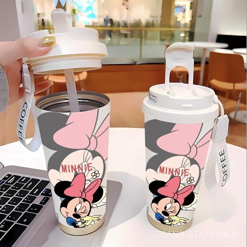 แก้วกาแฟ ดีไซน์มินนี่อาร์ค แก้วกาแฟหุ้มฉนวนพร้อมสายรัด ขวดเก็บความร้อน 530ML ทนความร้อน 316 ขวดเก็บความเย็นเกรดอาหาร สแตนเลส 3ZK7