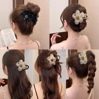 กิ๊บติดผมสําหรับผู้หญิงแฟชั่นเกาหลีใหม่อารมณ์ที่สวยงามตาข่ายผมหางม้าสูงดอกไม้กิ๊บหนีบขนาดเล็กเครื่องประดับผม