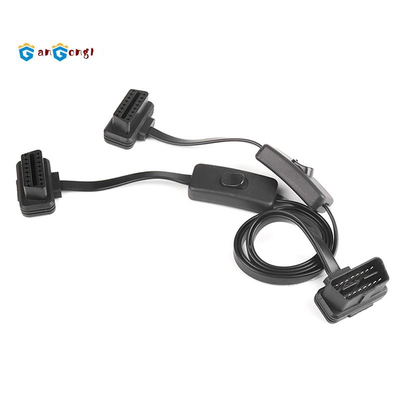 [กังกง1]ยาว60ซม Obd2 16เข็มหมุด พร้อมสายต่อสวิตช์อะแดปเตอร์ลวดแบนอัตโนมัติ1ชายเป็น2หญิง OBD 16ขาแปลงปลั๊ก